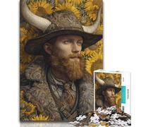 JigsawPuzzle 1000 Pieces for Adults Highland Cow Sunflower, Toy Intellectual Game,with Fully Interlocking Randomly Shaped Pieces for And Age 14 Years Up 38x26cm