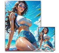JigsawPuzzle 1000 Pieces for Adults Hot Anime Beach Girl Paper Jigsaw Puzzles for Adults DIY Home Decor Gift Brain Teaser Game 1000 PCS(38x26cm)