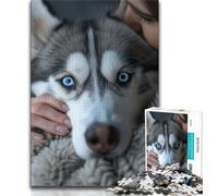 JigsawPuzzle 1000 Pieces for Adults Husky Dog,Challenging Game And Family Play Educational Game for Birthday,Chrismas 38X26CM