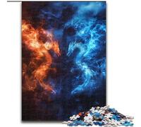 JigsawPuzzle 1000 Pieces for Adults Ice And Fire Dragon, Help The Brain Exercise Addictive Toys to Cultivate Patience Perfect Decoration (Size 50x75cm)