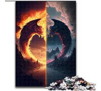 JigsawPuzzle 1000 Pieces for Adults Ice And Fire Skull Jigsaw Puzzles Made of Wood,Suitable for Birthdays, Halloween, Thanksgiving, Easter 1000pcs(50x75cm)