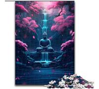 JigsawPuzzle 1000 Pieces for Adults Japanese Buddha Waterfall cardboard Jigsaw Puzzles for Adults Perfect for Family Fun, Party Games, Birthday Party Favors size 38x26cm