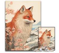 JigsawPuzzle 1000 Pieces for Adults Japanese Fox Wooden Puzzles for Birthdays Holidays Best for Christmas 1000 PCS(75x50cm)