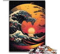 JigsawPuzzle 1000 Pieces for Adults Japanese Style Waves Puzzle Interactive Family Game, Ideal, Family Activity Game (size : 26x38cm)