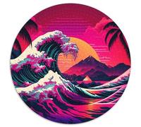 JigsawPuzzle 1000 Pieces for Adults Japanese Waves Round Puzzles for 1000 Piece Ideal for Family Fun, Relaxation 1000pcs (67.5x67.5cm)