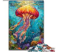 JigsawPuzzle 1000 Pieces for Adults Jellyfish Oil Painting, Stress Relief with Fully Interlocking Randomly Shaped Pieces for And 14 Years Old (Size 50x75cm)