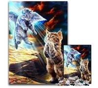JigsawPuzzle 1000 Pieces for Adults Jesus Cat Praying cardboard Jigsaw Puzzles for Adults for Travel Lovers & Couples, Challenging Toy 26X38CM/10.23x14.96inch