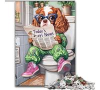 JigsawPuzzle 1000 Pieces for Adults King Spaniel Go Toilet cardboard Jigsaw size 26x38cm Brain-Challenging DIY Decorative Game, Family Interactive Toy
