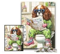 JigsawPuzzle 1000 Pieces for Adults King Spaniel Go Toilet Jigsaw Puzzles for Adults Size 26x38cm Brain Challenge Gift, Educational Activity for Teenagers