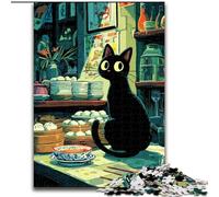 JigsawPuzzle 1000 Pieces for Adults Kitchen Black Cat Jigsaw Challenging Brain Teaser for Teenagers, Family Game Night Fun 50X75CM