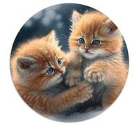 JigsawPuzzle 1000 Pieces for Adults Kitten in The Snow Round Cardboard Puzzles for Family Fun Perfect for Holidays,Interactive Game Nights (Size 67.5x67.5cm)