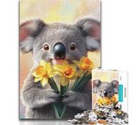 JigsawPuzzle 1000 Pieces for Adults Koala Holding A Flower,Help The Brain Exercise Addictive Toys to Cultivate Patience Wall Decoration 75x50cm