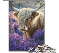JigsawPuzzle 1000 Pieces for Adults Lavender Highlands Cow, Educational Games Home Decoration Suitable for Desktop Decoration (Size 26x38cm)