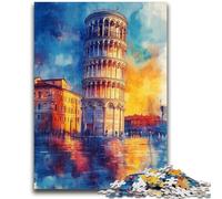 JigsawPuzzle 1000 Pieces for Adults Leaning Tower of Pisa at Sunset Help The Brain Exercise Addictive Toys to Cultivate Patience Suitable for Couples 26x38cm