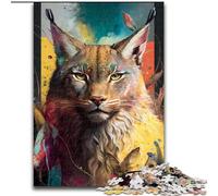 JigsawPuzzle 1000 Pieces for Adults Lynx Painting Jigsaw Puzzles Made of Wood,Toys Gift Educational Intellectual Decompressing Fun Family Game 1000pcs(50x75cm)