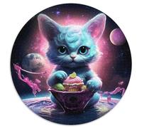 JigsawPuzzle 1000 Pieces for Adults Magic Art Cat Round Paper Puzzles Artwork Decor Intelligence Toy for Family Indoor Games (67.5x67.5cm)