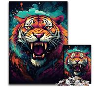 JigsawPuzzle 1000 Pieces for Adults Majestic Painting Tiger Wooden Jigsaw Family Interactive Game, Craft Gift with Colorful Artwork 1000 PCS(75x50cm)