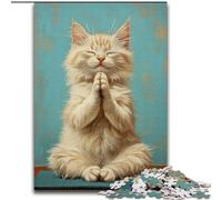 JigsawPuzzle 1000 Pieces for Adults Meditating Cat Challenging Game And Family Play Educational Game for Birthday, Chrismas 26x38cm