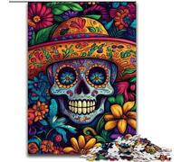 JigsawPuzzle 1000 Pieces for Adults Mexican Skull Jigsaw Challenging Brain Teaser for Teenagers, Family Game Night Fun 50X75CM
