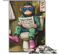 JigsawPuzzle 1000 Pieces for Adults Monkey Go Toilet Made of Wood, Making It A Great Gift for Family Fun 50x75cm An for Christmas Or Birthdays