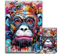 JigsawPuzzle 1000 Pieces for Adults Monkey Graffiti Jigsaw Puzzles for Adults Adult Game Gift Family Interactive Game Brain Challenge Gift 26X38CM/10.23x14.96inch