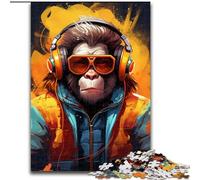 JigsawPuzzle 1000 Pieces for Adults Monkey Headphones Jigsaw Puzzles for Adults, 1000 Piece Family Activity Game for Teenager, DIY Home Decor Brain Teaser Gift (Size 26x38 cm)