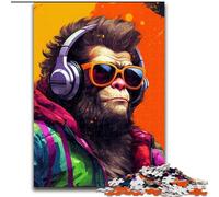 JigsawPuzzle 1000 Pieces for Adults Monkey Headphones Puzzles for Adults size 26x38cm Challenging Brain Teaser for Teenagers, Family Game Night Fun