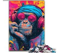 JigsawPuzzle 1000 Pieces for Adults Monkey Listening to Music Jigsaw Home Activity for Holidays, Birthdays, And Family Game Nights 50X75CM
