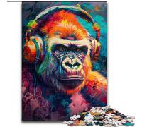 JigsawPuzzle 1000 Pieces for Adults Monkey with Headphones Jigsaw Puzzle Made of cardboard,Family Fun Craft, Perfect for Birthdays, Holidays 1000pcs(26x38cm)