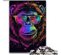 JigsawPuzzle 1000 Pieces for Adults Monkey with Headphones Sunglasses Jigsaw Made of cardboard, for Family & Friends, Brain-Teasing Challenge 1000pcs(26x38cm)