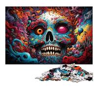 JigsawPuzzle 1000 Pieces for Adults Mysterious Colorful Skull Wooden Jigsaw Ideal for Lover, Perfect Christmas, New Year, Valentine's Gift 50x75CM/19.68x29.52inch