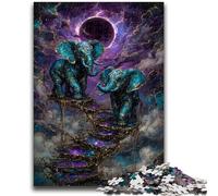 JigsawPuzzle 1000 Pieces for Adults Mysterious Elephant Toys Educational Games Stress Relieving Artists Collection, Fine Art 26x38cm