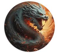 JigsawPuzzle 1000 Pieces for Adults Mythical Fire Dragons Round Cardboard Puzzles for Family Fun Perfect for Holidays,Interactive Game Nights (Size 67.5x67.5cm)