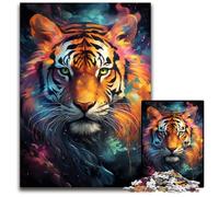 JigsawPuzzle 1000 Pieces for Adults Nebula Tiger's Colorful Psychedelic Wooden Jigsaw Puzzles for Adults Ideal And Home Decor 1000 PCS(75x50cm)
