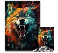 JigsawPuzzle 1000 Pieces for Adults Nebula Wolf's Colorful Psychedelic Paper Jigsaw Puzzles for Adults Ideal And Home Decor 1000 PCS(38x26cm)