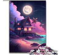 JigsawPuzzle 1000 Pieces for Adults Neon Beach House Puzzle Made of Wood,Birthday Gift Idea, Challenging Brain Teaser Game 1000pcs(50x75cm)
