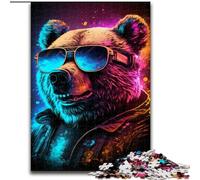 JigsawPuzzle 1000 Pieces for Adults Neon Nights Bear 1000 Pieces Puzzle Gifts Family Game Night, Home Decor & Brain Training Gift Size 26X38CM