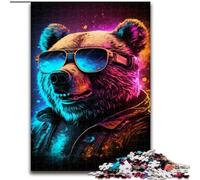 JigsawPuzzle 1000 Pieces for Adults Neon Nights Bear Jigsaws 1000 Pieces for Adults for Teenagers, Family Interactive Game, Challenge Gift Size 50X75CM