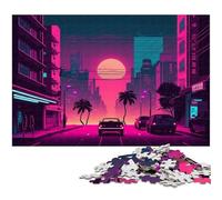 JigsawPuzzle 1000 Pieces for Adults Neon Retro Landscape cardboard Puzzles for Mother'S Day, Birthdays, Christmas 26X38CM/10.23x14.96inch