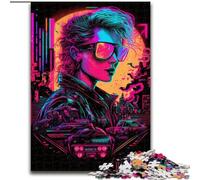 JigsawPuzzle 1000 Pieces for Adults Neon Robots Made of Wood, for Ages 14+ 50x75cm Brain Teaser Game for Teenagers, Perfect