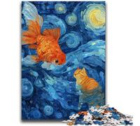 JigsawPuzzle 1000 Pieces for Adults Orange Cat And Goldfish Help The Brain Exercise Addictive Toys to Cultivate Patience Suitable for Couples 50x75cm