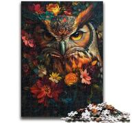 JigsawPuzzle 1000 Pieces for Adults Owl Flowers for And 14 Years And over Educational Challenge Fun Activities at Home, Birthday Gifts, Travel Gifts 26x38cm