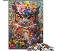 JigsawPuzzle 1000 Pieces for Adults Owl Flowers Puzzle Gift DIY Fun Suitable for Home Living Room Office Decoration 50X75CM