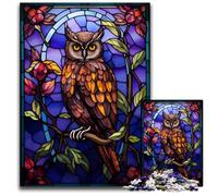 JigsawPuzzle 1000 Pieces for Adults Owl Stained Glass StylePaper Jigsaw Puzzles for Adults Challenging Brain Teaser for Teenagers Family Fun Interactive Game 1000 PCS(38x26cm)