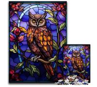JigsawPuzzle 1000 Pieces for Adults Owl Stained Glass StyleWooden Jigsaw Puzzles for Adults Perfect for Family Fun Party Games Birthday Party Favors 1000 PCS(75x50cm)