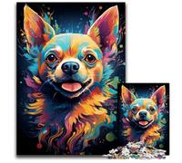 JigsawPuzzle 1000 Pieces for Adults Painting Colored Chihuahua Dog Challenging Puzzles Perfect for Christmas Halloween Easter New Year 1000 PCS(75x50cm)