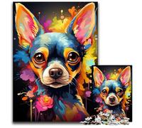 JigsawPuzzle 1000 Pieces for Adults Painting Colorful Chihuahua Dog Art Challenging Puzzles Perfect for Christmas Halloween Easter New Year 1000 PCS(38x26cm)