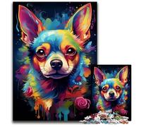 JigsawPuzzle 1000 Pieces for Adults Painting Colorful Chihuahua Dog Art Impossible Jigsaw Puzzles for Adults Perfect for Teenagers & Home Decor 1000 PCS(75x50cm)