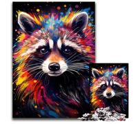 JigsawPuzzle 1000 Pieces for Adults Painting Colorful Raccoon Art Impossible Jigsaw Puzzles for Adults Perfect for Teenagers & Home Decor 1000 PCS(75x50cm)