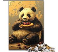 JigsawPuzzle 1000 Pieces for Adults Panda Eating Cake, Brain Teaser For Wall Decoration Unique Birthday And Xmas Gifts for for Age 14 (Size 26x38cm)